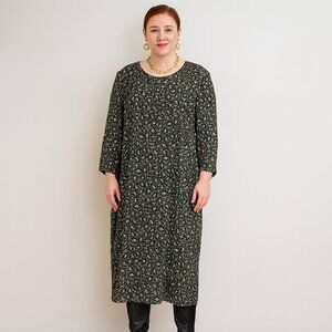 Vintage 80s ED Michael's Dress Size 18‎ Green Paisley Boho Cottagecore Modest